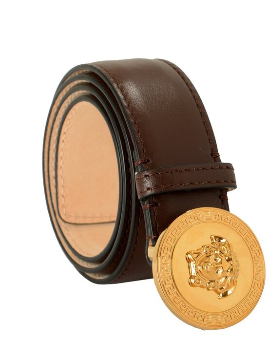 Versace Brown 100% Leather Gold Medusa Head Decorated Belt US 32 IT 80 main image 3